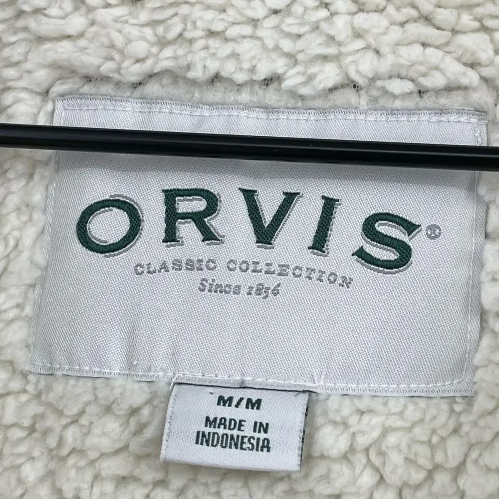 Orvis Men's 1/4 Zip Pullover w/ Pockets Sherpa Lined High Neck Gray/Black | M